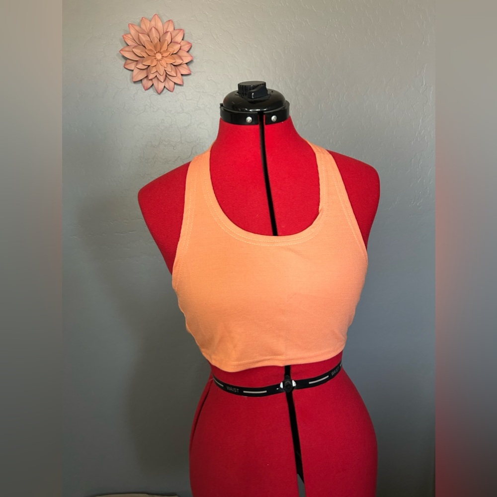 Orange back tie halter crop top woman’s size OS